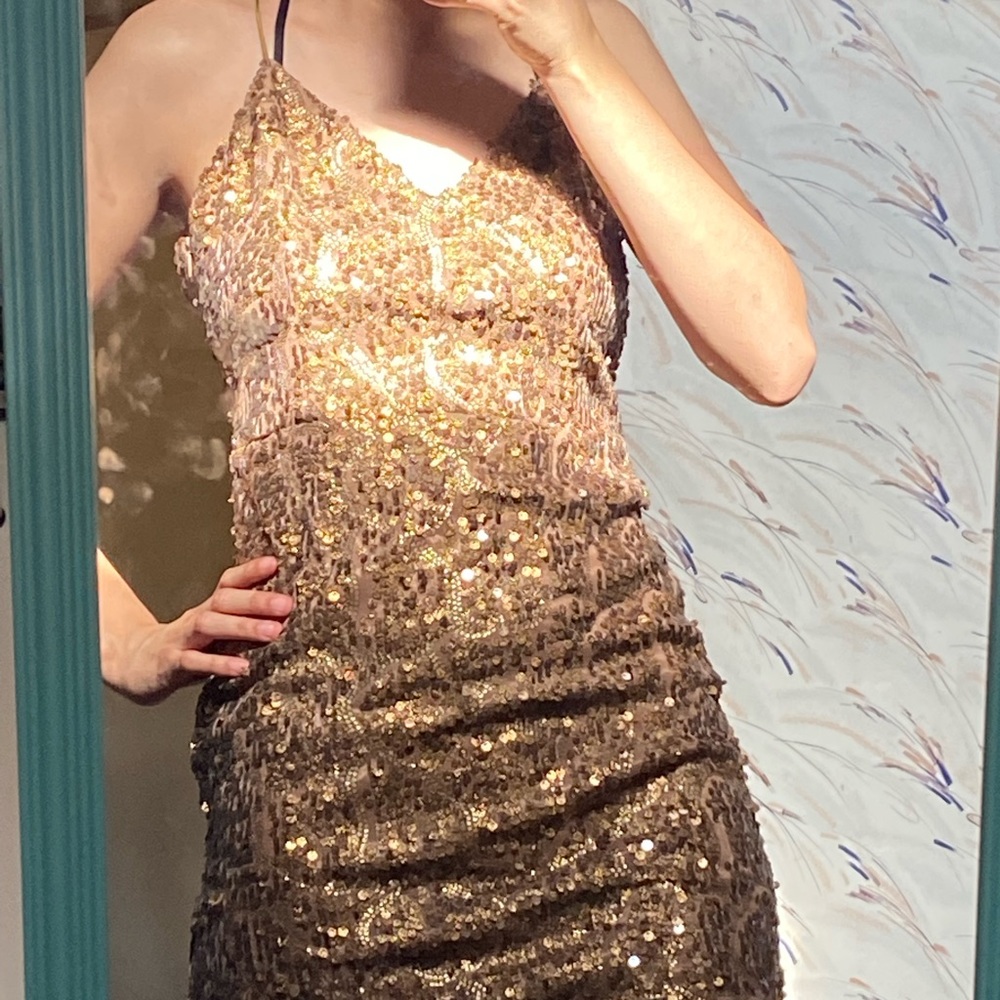 gold sequin dress